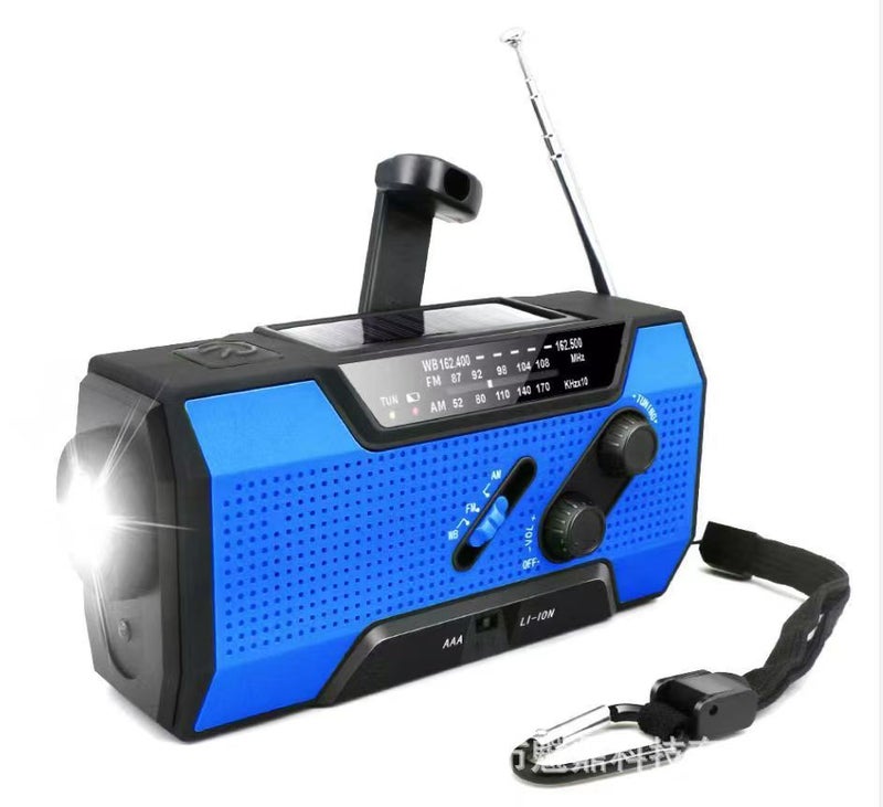 راديو طوارئ محمول خارجي متعدد الوظائف يعمل بالطاقة الشمسية مع كرانك يدوي - Image 1